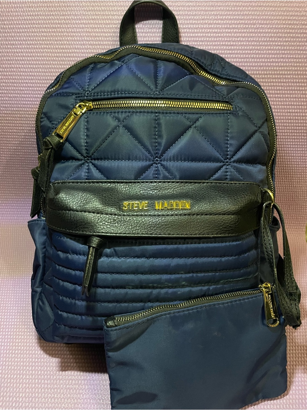 Steve Madden Navy Quilted Backpack